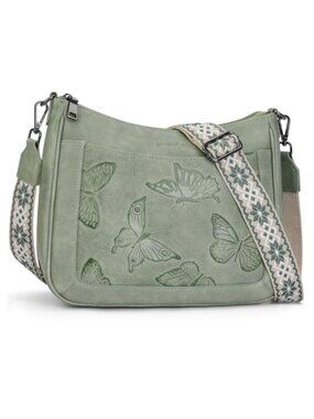 Women's Vegan Leather Butterfly Hobo Purse Crossbody Bag Adjustable Strap